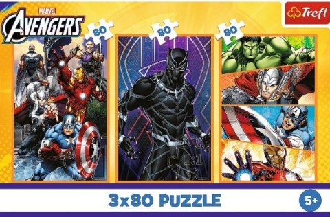 Puzzle 3x80 elementów Dni pełne akcji Avengers Trefl