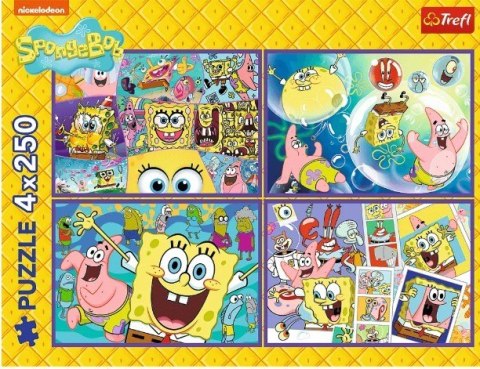 Puzzle 4x250 elementów SpongeBob Szalony świat Trefl