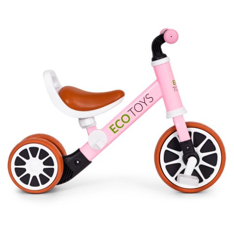 Rowerek trójkołowy biegowy z pedałami 2w1 różowy ECOTOYS