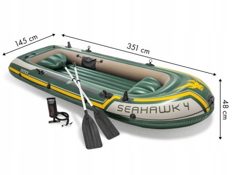 Ponton dla 4 osoób SEAHAWK 4 wiosła pompka INTEX 68351