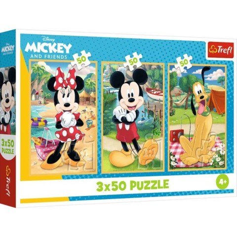 Puzzle 3x50 elementów Myszki na wakacjach Trefl