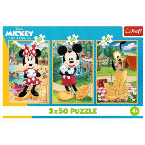 Puzzle 3x50 elementów Myszki na wakacjach Trefl