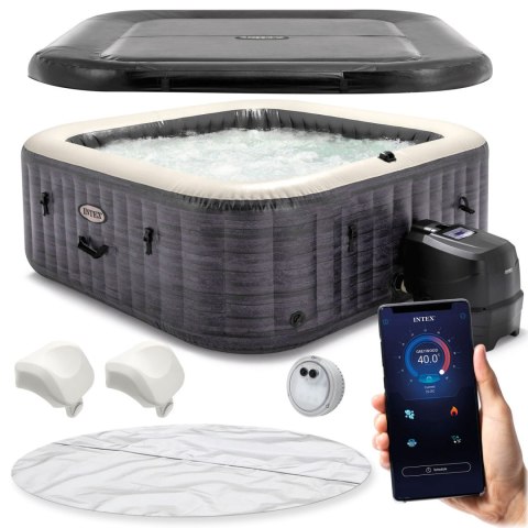 Nadmuchiwane jacuzzi kwadratowe hydromasaż 6 os. 196x71 cm akcesoria premium INTEX 28452