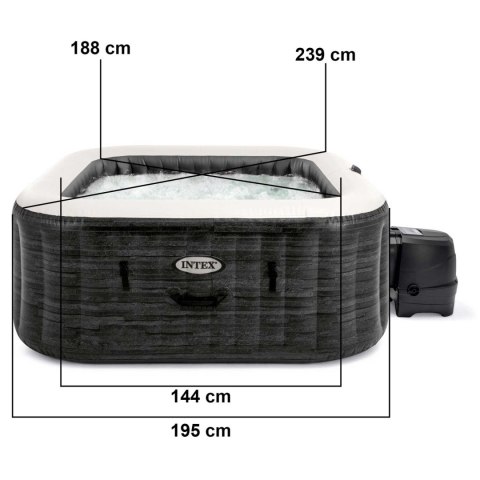 Nadmuchiwane jacuzzi kwadratowe hydromasaż 6 os. 196x71 cm akcesoria premium INTEX 28452
