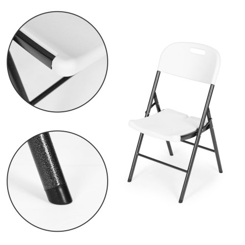 Komplet 4 krzeseł składanych zestaw cateringowy metal HDPE białe ModernHome