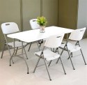 Komplet 4 krzeseł składanych zestaw cateringowy metal HDPE białe ModernHome