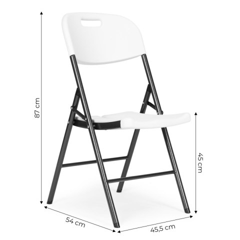 Komplet 4 krzeseł składanych zestaw cateringowy metal HDPE białe ModernHome