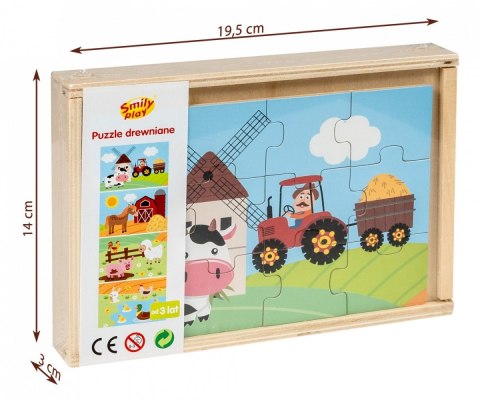 Puzzle drewniane 4 obrazki Smily Play