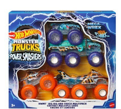 Zestaw pojazdów Monster Trucks 6-kołowe ciężarówki Hot Wheels