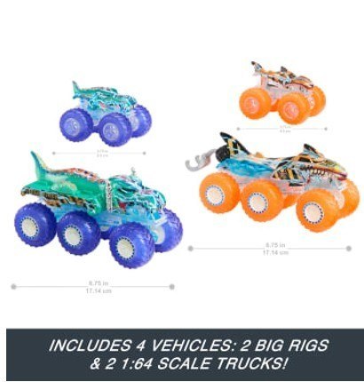 Zestaw pojazdów Monster Trucks 6-kołowe ciężarówki Hot Wheels