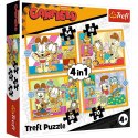Puzzle 4w1 Garfield kocha lazanie Trefl