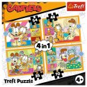 Puzzle 4w1 Garfield kocha lazanie Trefl