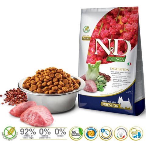 FARMINA N&D Quinoa Dog Digestion Adult Mini - sucha karma dla psa - 2,5 kg