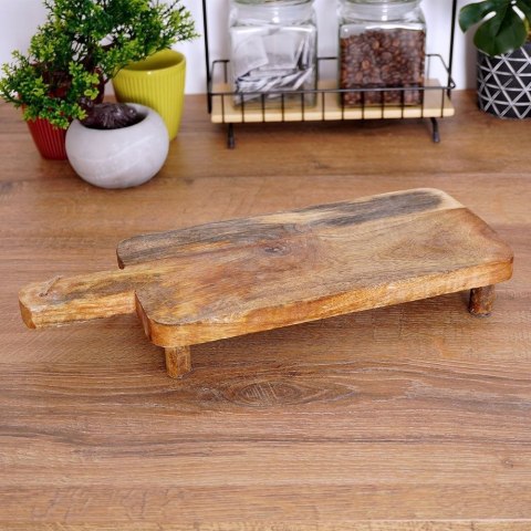 DESKA DREWNIANA / TACA DO SERWOWANIA NA NÓŻKACH Z UCHWYTEM 40X15,5X6 CM