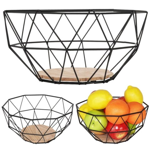 KOSZYK NA OWOCE I WARZYWA KOSZ METALOWY CZARNY MISKA LOFT 26 CM