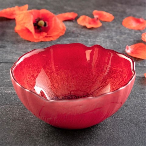 MISECZKA SZKLANA CZERWONA 15 cm SALATERKA MAK