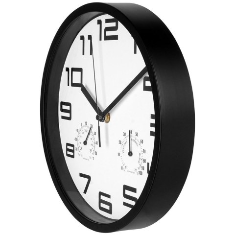 ZEGAR ŚCIENNY Z TERMOMETREM I HIGROMETREM BIAŁY 25 CM
