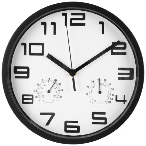 ZEGAR ŚCIENNY Z TERMOMETREM I HIGROMETREM BIAŁY 25 CM