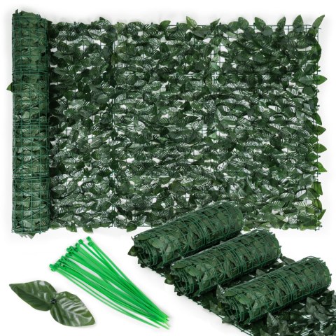 Sztuczny bluszcz żywopłot 3 sztuki 300x50 cm zielona osłona na balkon maskująca - 3 ROLKI
