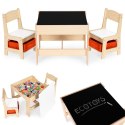 Zestaw mebli dla dzieci stolik + 2 krzesła tablica kredowa ECOTOYS