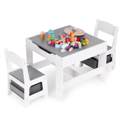 Zestaw mebli dla dzieci stolik + 2 krzesła tablica kredowa ECOTOYS