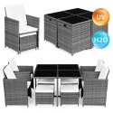 Komplet mebli ogrodowych z technorattanu 4 fotele 4 pufy stolik MultiGarden