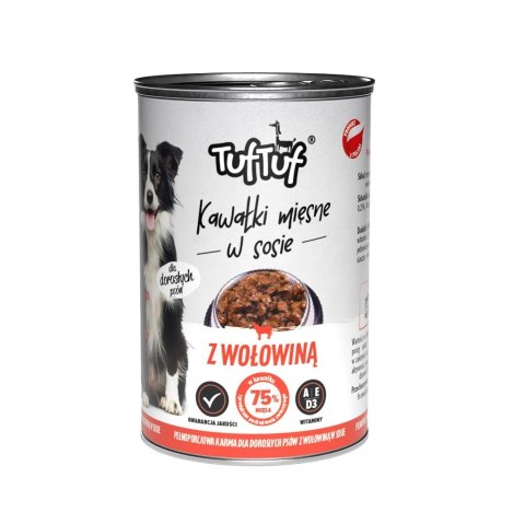 Tuf Tuf kawałki mięsne z wołowiną dla psa puszka 415g