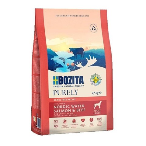 BOZITA Purely łosoś i wołowina karma bezzbożowa dorosłe psy duże rasy 2,5 kg