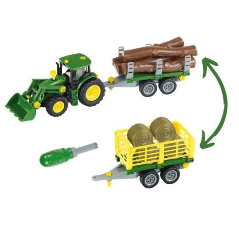 Traktor John Deere do skręcania z 2 przyczepami Klein