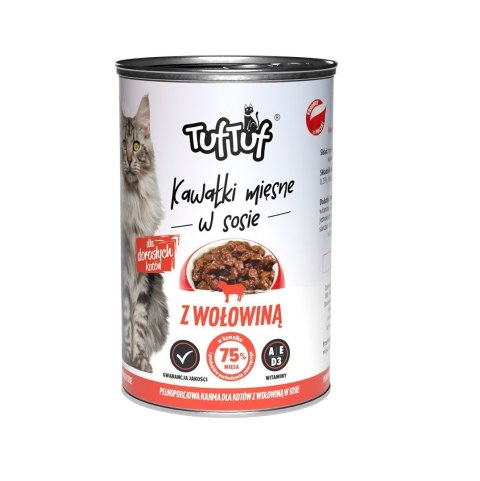 Tuf Tuf kawałki mięsne z wołowiną dla kota puszka 415g