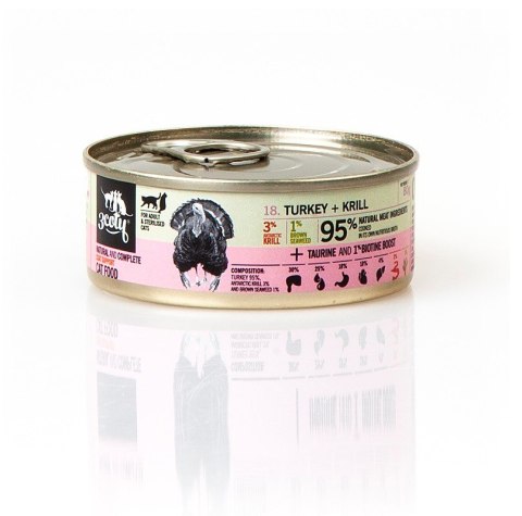 3Coty TURKEY + KRILL Coat Support for Sterilised and Overweight cats 80g