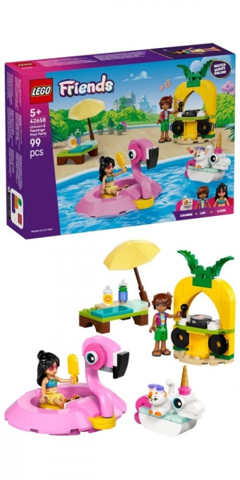 Klocki Friends 42658 Impreza na basenie z jednorożcem i flamingiem LEGO