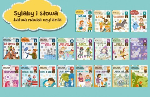 Książeczki Sylaby i słowa. Łatwa nauka czytania - zestaw 20 książek Nasza księgarnia