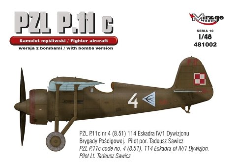 Model plastikowy PZL P-11c Wersja z bombami Mirage