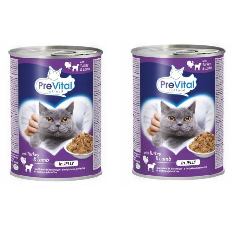 PREVITAL indyk-jagnięcina kawałki w galaretce dla kota 415g x 2szt