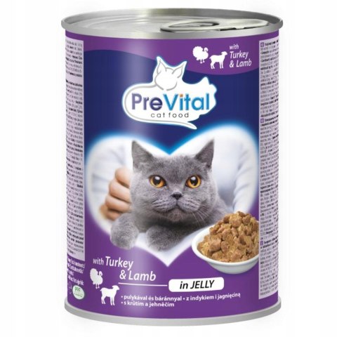 PREVITAL indyk-jagnięcina kawałki w galaretce dla kota 415g x 2szt