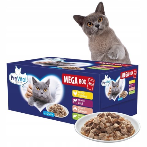 PREVITAL saszetki dla kota mix smaków box 40x100g
