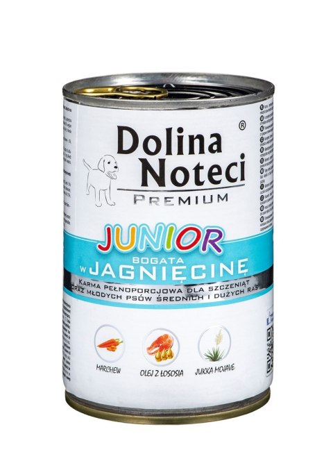 DOLINA NOTECI Premium Junior bogata w jagnięcinę - mokra karma dla szczeniąt ras średnich i dużych - 400g