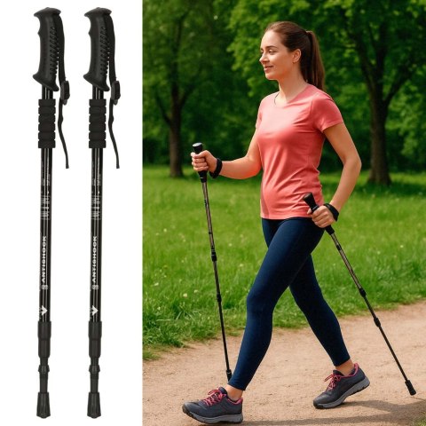 Kijki kije trekkingowe do nordic walking składane 2 sztuki czarne