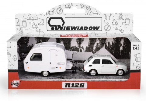 Zestaw Fiat 126p + przyczepa Niewiadów kemping, biały Daffi