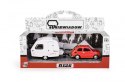 Zestaw Fiat 126p + przyczepa Niewiadów kemping, czerwona Daffi