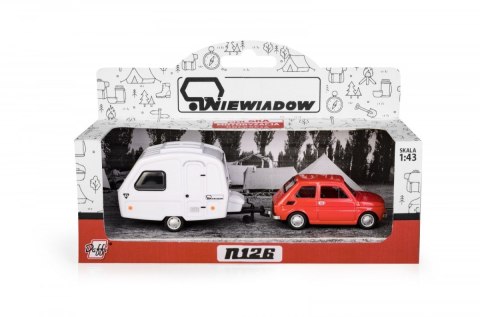 Zestaw Fiat 126p + przyczepa Niewiadów kemping, czerwona Daffi