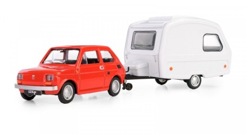 Zestaw Fiat 126p + przyczepa Niewiadów kemping, czerwona Daffi