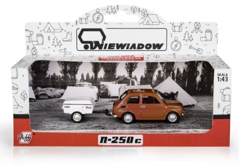 Zestaw Fiat 126p + przyczepa Niewiadów krótka, brązowy Daffi