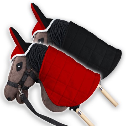 Zestaw Skippi - Hobby Horse Gniady - Derka i nauszniki - czerwona i czarna