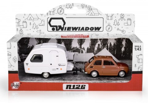 Zestaw Fiat 126p + przyczepa Niewiadów kemping, brązowy Daffi