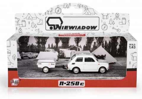Zestaw Fiat 126p + przyczepa Niewiadów krótka, biały Daffi