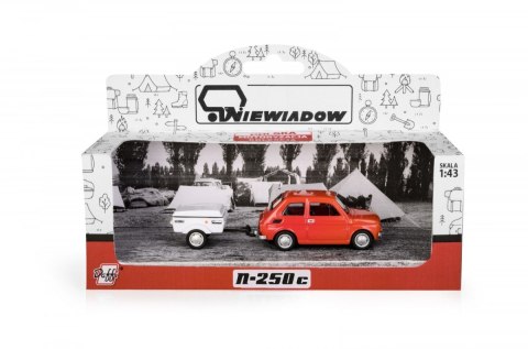 Zestaw Fiat 126p + przyczepa Niewiadów krótka, czerwony Daffi