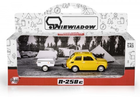 Zestaw Fiat 126p + przyczepa Niewiadów krótka, żółty Daffi