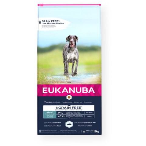 EUKANUBA PIES DOROSŁY D.RASA BEZ ZBÓŻ RYBA OC. 12kg (WYPRZEDAŻ)